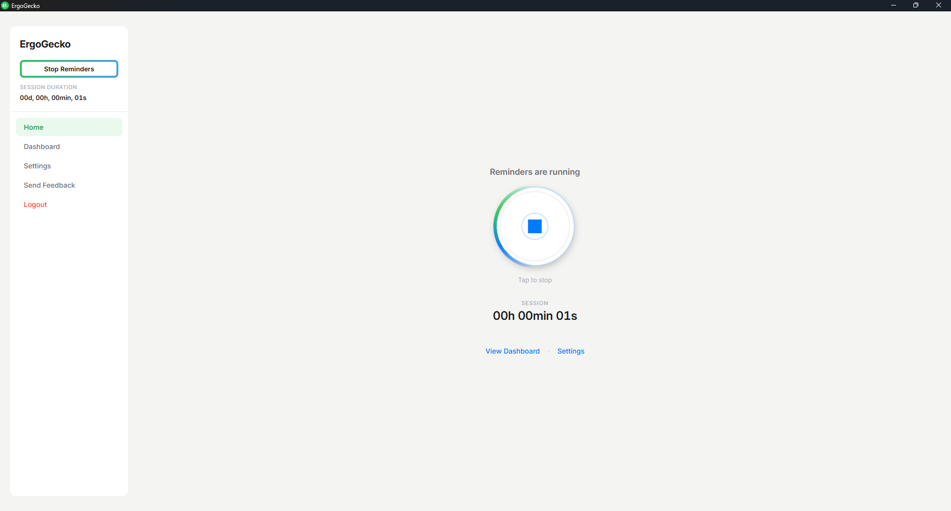 ErgoGecko home in light mode