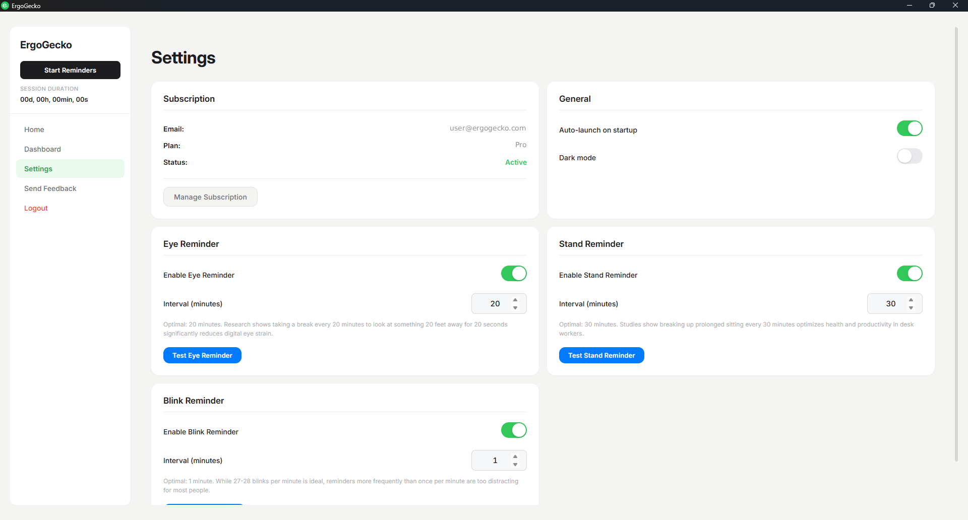ErgoGecko settings in light mode